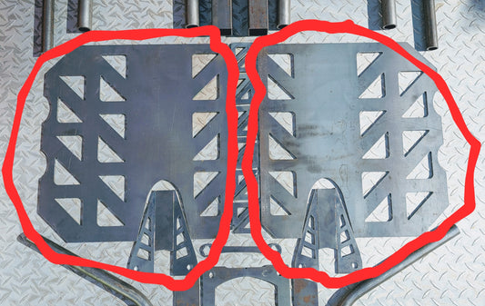 Rzr susp. conversion fwd. trailing arm brackets and floor plates