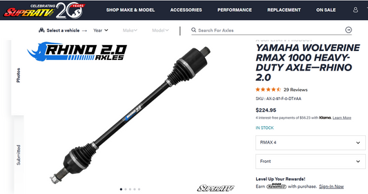 Yamaha Wolverine RMAX 4 Front Heavy-Duty Axle—Rhino 2.0