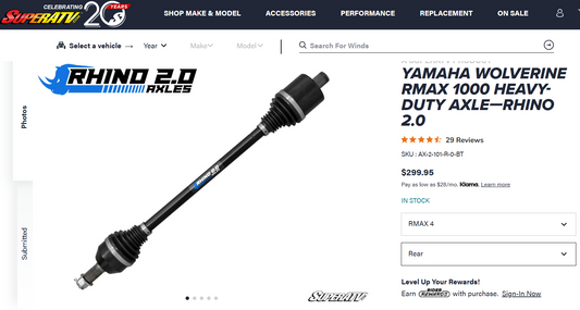 Yamaha Wolverine RMAX 4 Rear Heavy-Duty Axle—Rhino 2.0