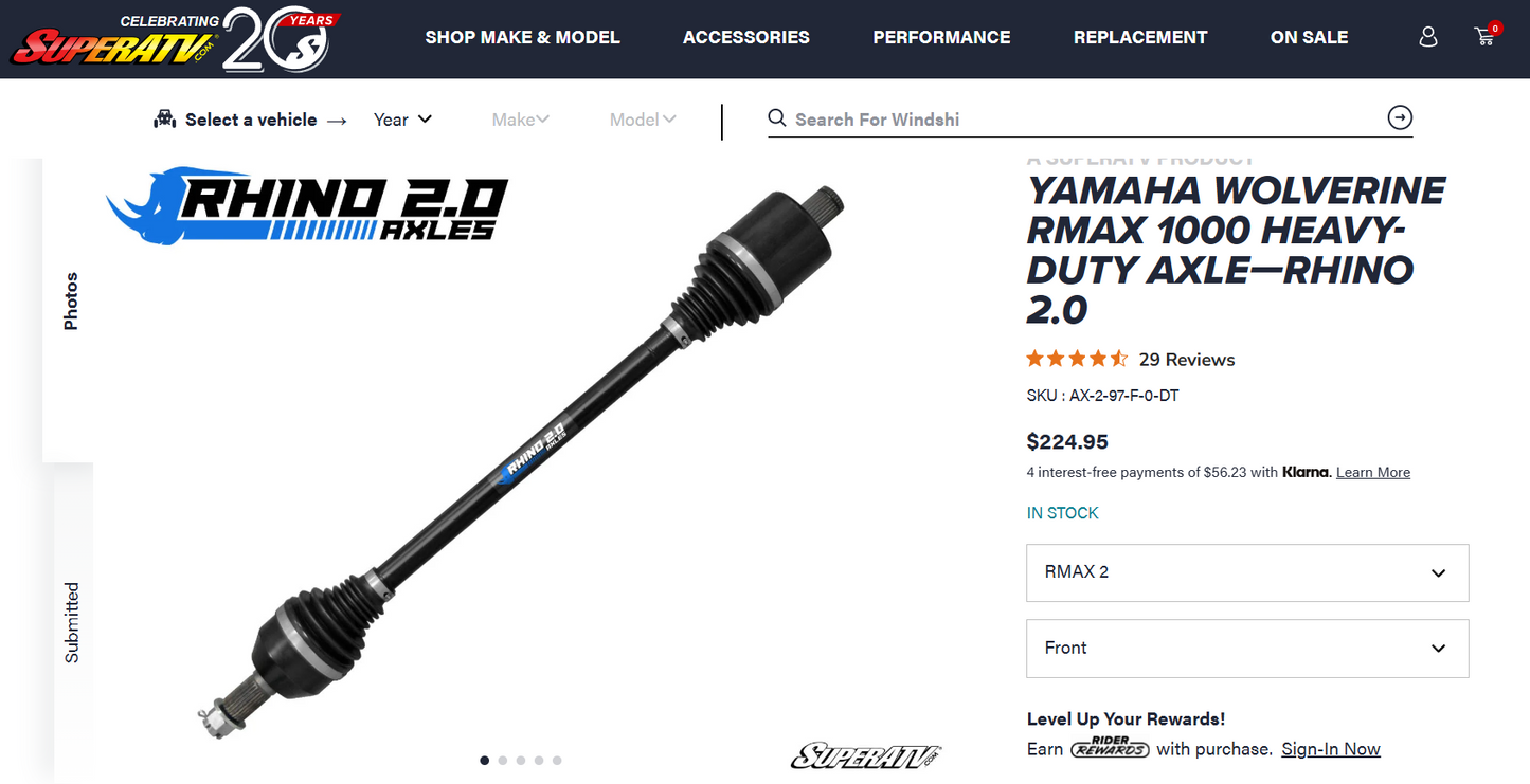 Yamaha Wolverine RMAX 2 Front Heavy-Duty Axle—Rhino 2.0