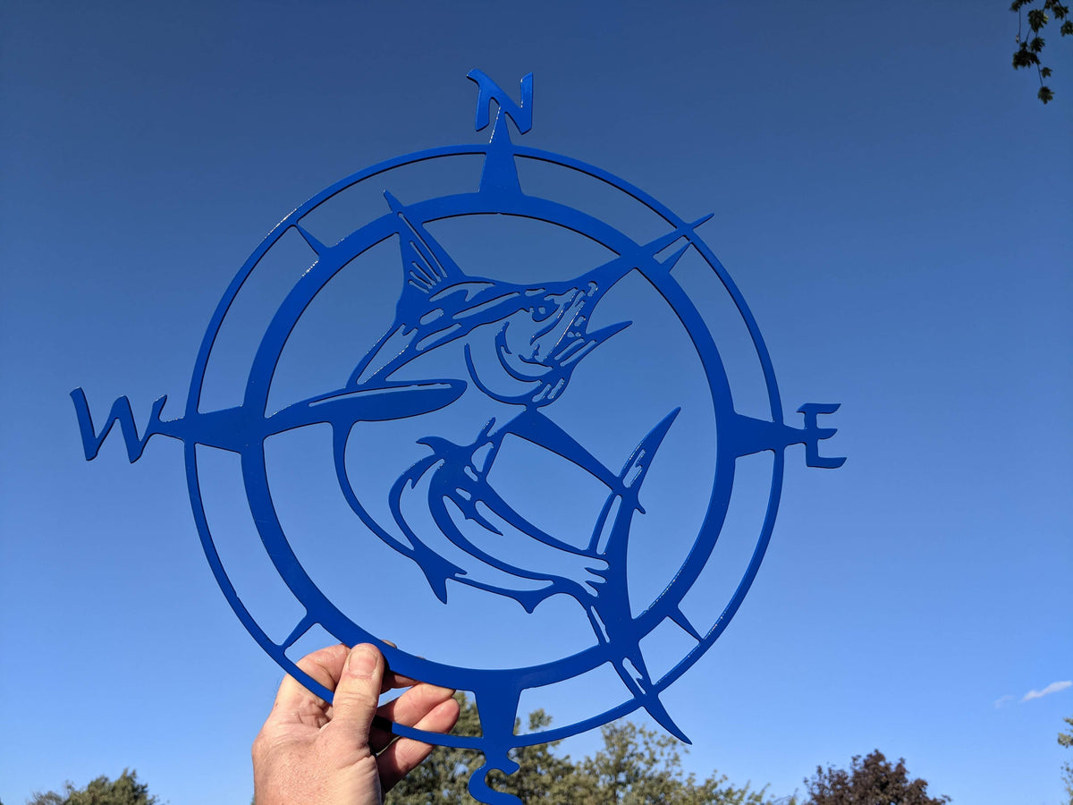 Marlin Compass Blue White Marlin compass – 5G Metal Fab